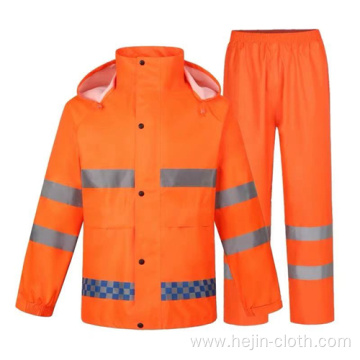 High reflective polyester heavy duty rainsuit